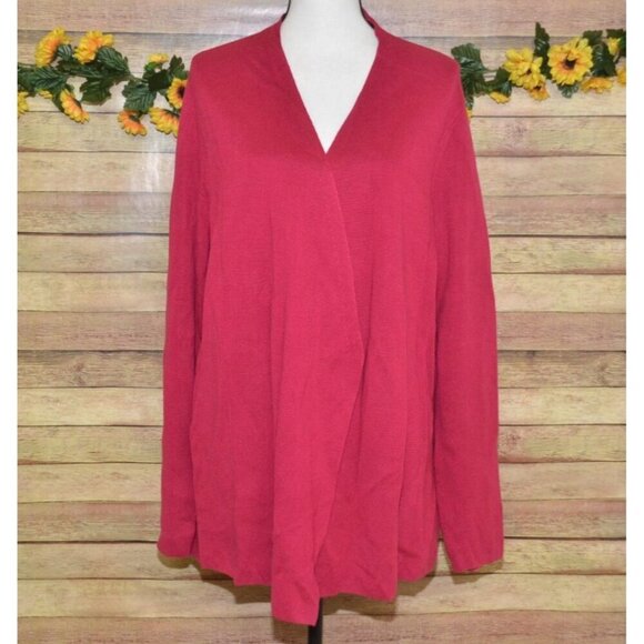 Eileen Fisher Textured Open Front Long Cardigan Sweater Size 2X Tencel Silk - Picture 3 of 9